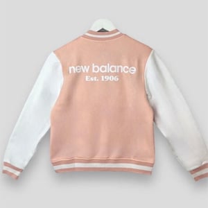 New Balance Womens Varsity Bomber Jacket in Pink
