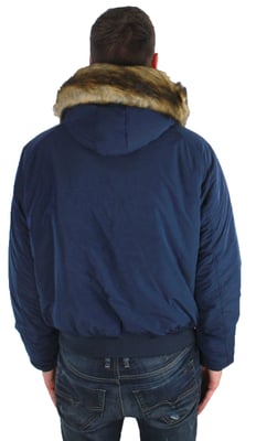 Armani Jeans Marinblå Pälskantad Huvajacka
