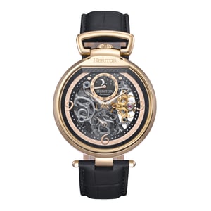 Heritor Automatic Lincoln Leather-Band Skeleton Watch with Moon Phase