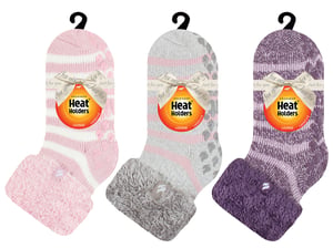 Womens Fluffy Slipper Bed Socks with Grips | Heat Holders | 3 Pair Multipack | Ladies Warm Fleece Lined Non Slip Socks | Winter Gifts for Her - Pack 8