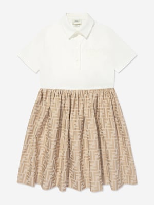 Fendi Flickor FF Jacquard Klänning i Beige