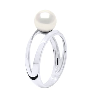 Ring - Wit Goud 375 - Echte Cultiveerde Zoetwaterparel Rond 8-9 mm