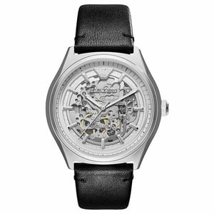 Emporio Armani AR60003 Automatisch zwart lederen herenhorloge