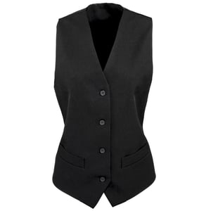 Premier Womens/Ladies Lined Polyester Waistcoat / Bar Wear / Catering (Black)