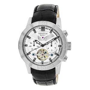 Heritor Automatic Hannibal Semi-Skeleton Leather-Band Watch