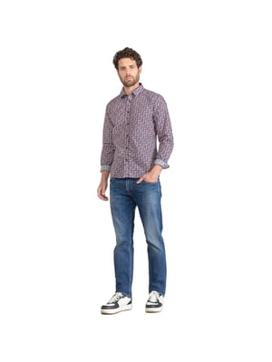 Le Temps Des Cerises Herrskjorta Floy mit rotem Blumenmuster