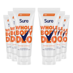 Sure Fresh Citrus Whole Body Deodorant Cream Aluminium Free 50ml, 6 Pack