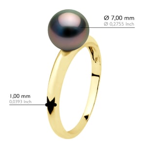 Ring Echte Gekweekte Tahiti Parel Rond 7,5-8 mm - Geel Goud