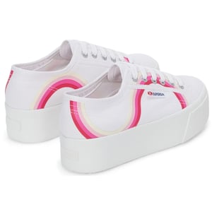 Superga 2790 Ronde Strepen Katoen Damestrainers Wit/Schaduwblauw