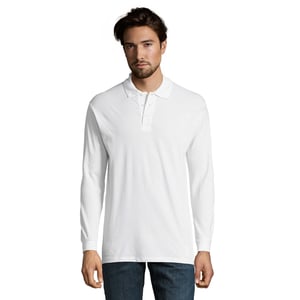 SOLS Heren Ster Poloshirt met Lange Mouwen (Wit)