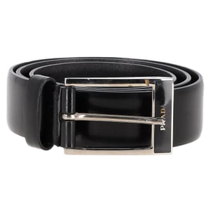 Prada Logo Gespriem Belts van Zwart Leer