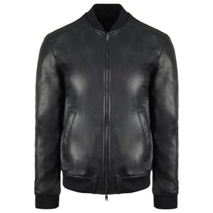 Emporio Armani Leather Mens Black Bomber Jacket
