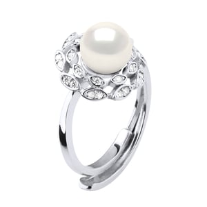 Ring Bloem Sieraden - Echte Gekweekte Zoetwaterparel Rond 7-8 mm
