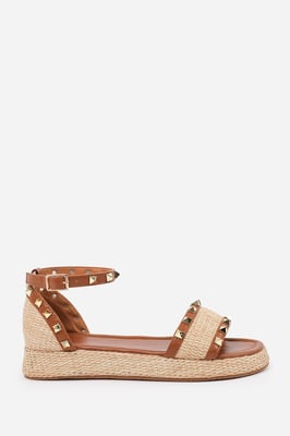 Wheres That From Womens 'Katara' Studded Gladiator Braided Strap Espadrille Flatform