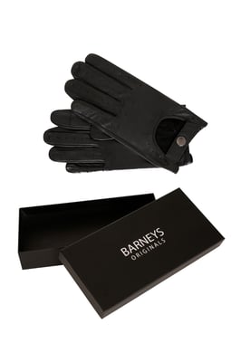 Barneys Originals Gift Boxed Black Leather Driving Gloves