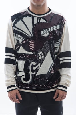 Dolce & Gabbana Heren Trui met witte Jazz Gitaar met Pailletten