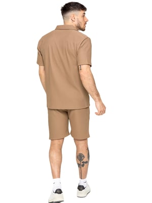 Enzo | Mens Textured Shirts & Shorts Set