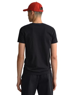Gant | T-shirt med rund hals för herrar - Kontrastlogotyp - Svart
