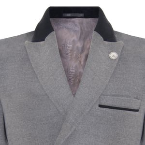 Herr 3/4 Lång Dubbelknäppt Grå Crombie Överrock Ullrock Peaky Blinders