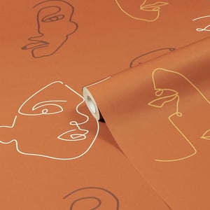 Kindred Abstract Faces Printed Wallpaper