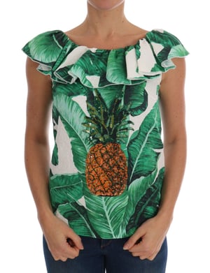 Dolce & Gabbana Kvinnors Ananas Banan Paljetter Blus