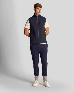 Lyle & Scott Branded Logo Softshell Navy Blue Gilet Jacket