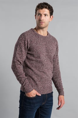 Wine Recycled Cotton Blend Crew Neck Twist Jumper