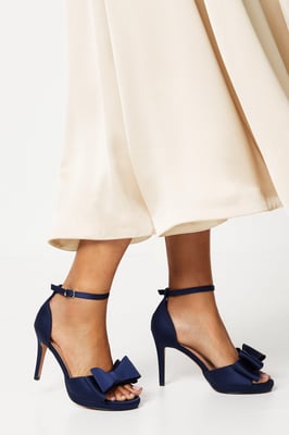 Tala Satin Structured Bow High Heel Platform Sandals