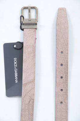 Dolce & Gabbana Mannen Beige Exotisch Huid Goud Gesp Leren Riem