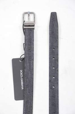 Dolce & Gabbana Mannen Zwart Exotisch Huidmotief Zilver Gesp Riem