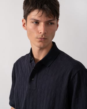Armani Exchange Mens Regular Fit Polo Shirt with Tone-On-Tone Allover Logo