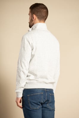 Light Grey Cotton Blend Half-Zip Jumper