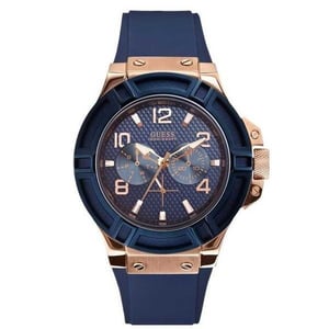 Guess W0247G3 Blauw Siliconen Herenhorloge