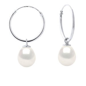 Oorbellen van Zilver 925 Rhodium verguld met Echte Zoetwaterparels Pear 8-9 mm