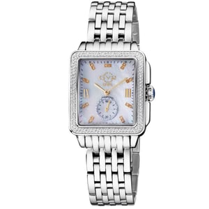 GV2 Women's Bari Swiss Quartz Diamonds Mother of Pearl Dial Stainless Steel Bracelet Watch