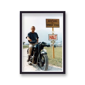 Steve McQueen Icinic Pose On Motorbike The Great Escape Colour