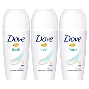 Dove Fresh Roll On AntiPerspirant up to 48H of Sweat & Odour Protection, 3x50ml