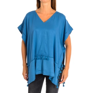 Loose poncho with V-neck tassels 8949 women