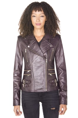 Dames leren vintage Brando Bikerjack-Orlando