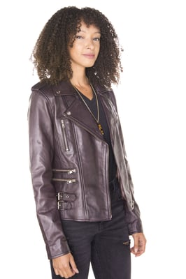 Dames leren vintage Brando Bikerjack-Orlando