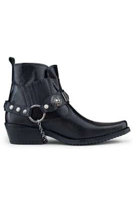 Zwart lederen Winklepicker westerse gotische laarzen voor heren