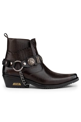 Bruin lederen Winklepicker westerse gotische laarzen voor heren