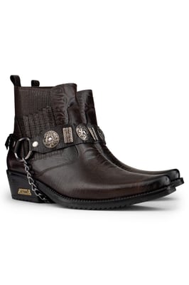 Bruin lederen Winklepicker westerse gotische laarzen voor heren