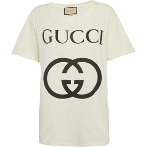 Gucci Interlocking GG Logo Slim Fit Vit T-shirt