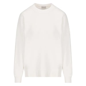 Moncler gedetailleerd logo op de achterkant van het witte sweatshirt
