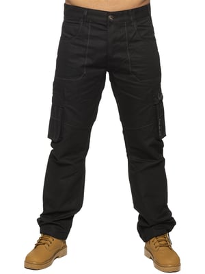 Enzo | Mens Combat Denim Jeans - Black