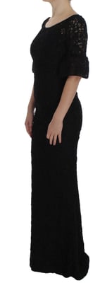 Dolce & Gabbana Vrouwen Zwart Bloemen Kanten Lange Bodycon Maxi Jurk