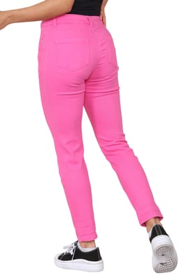 M&Co Womens High Rise Tapered Straight Leg Mom Jeans in Pink