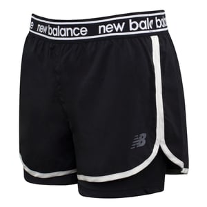 New Balance Logo Svart Stretch Midja Dam Relentless 2in1 Shorts WS01177 BK