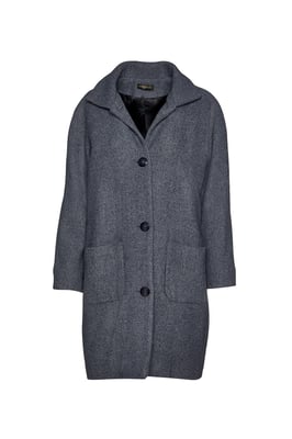 Wool Blend Grey Melange Coat by Conquista Fashion